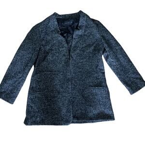 NWT ZARA GLEN 534 WOMEN'S BLACK & WHITE OPEN FRONT WOOL JACKET W/POCKETS‎ LARGE